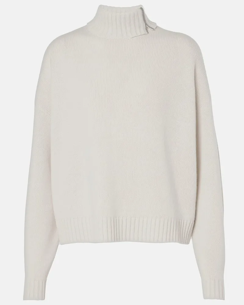 Brunello Cucinelli Rollkragenpullover aus Kaschmir Weiß