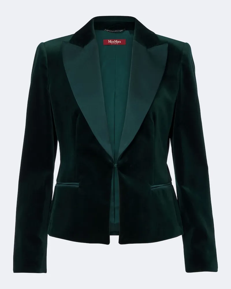 Max Mara Elegante Blazer aus Baumwollsamt mit Satin Grün