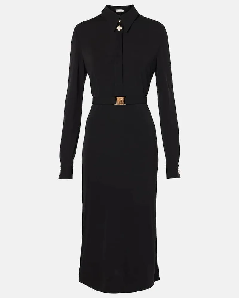 Tory Burch Hemdblusenkleid aus Jersey Schwarz