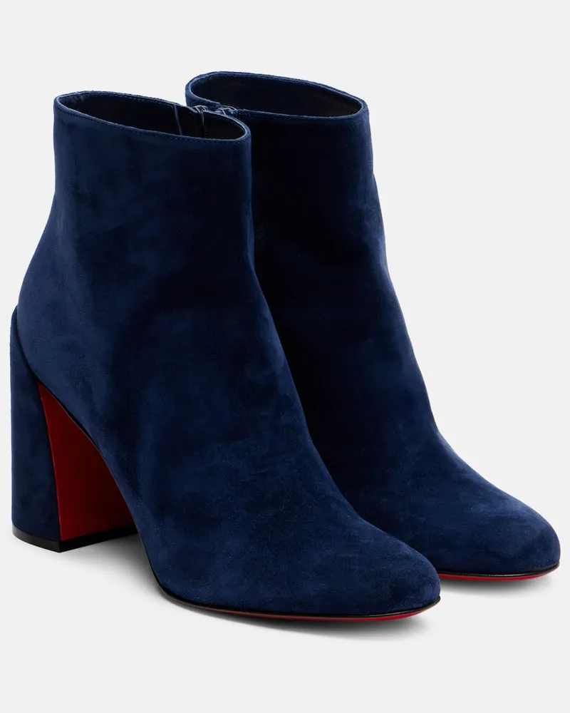 Christian Louboutin Ankle Boots Turela 85 aus Veloursleder Blau