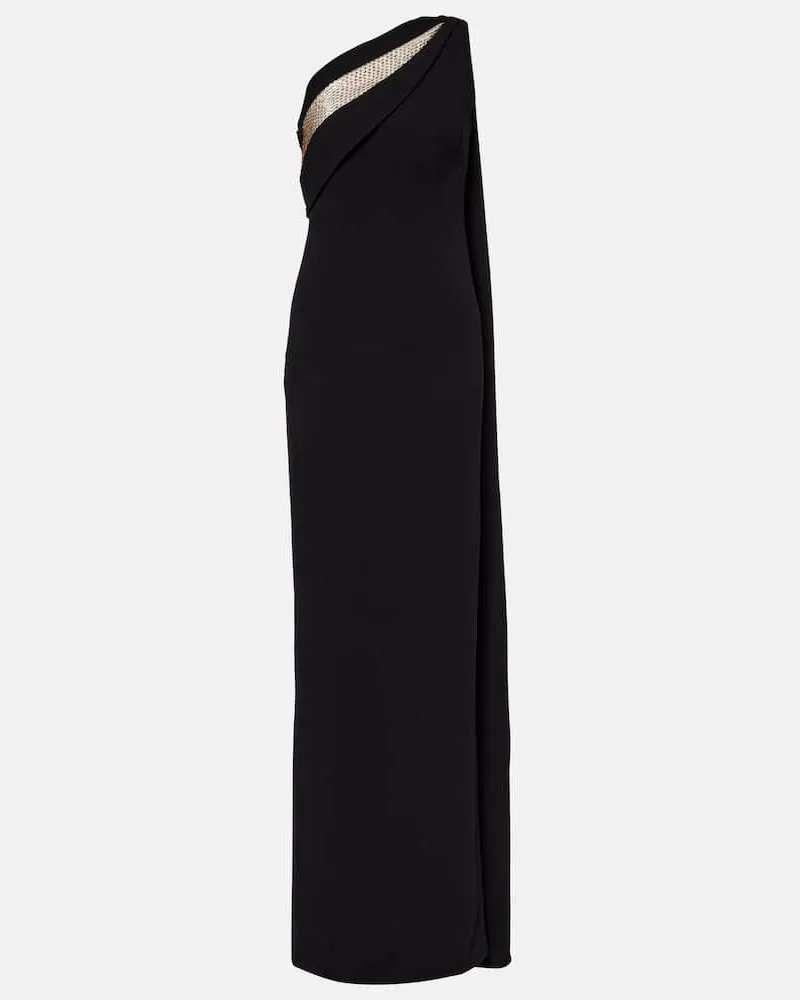 Roland Mouret Verzierte One-Shoulder-Robe aus Cady Schwarz