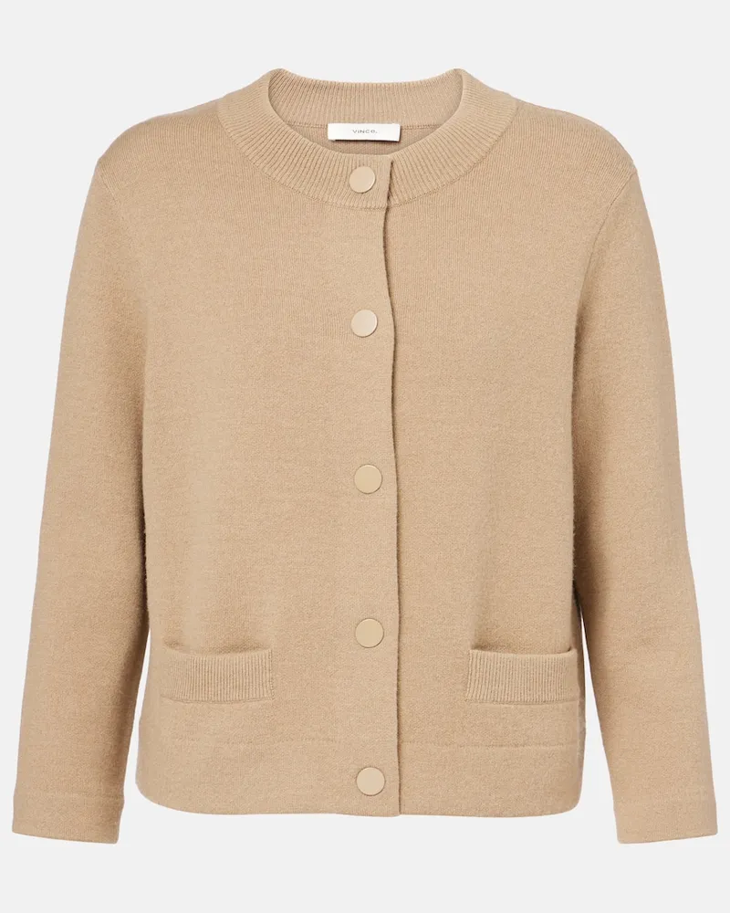 Vince Cardigan Shrunken aus Wolle und Kaschmir Beige