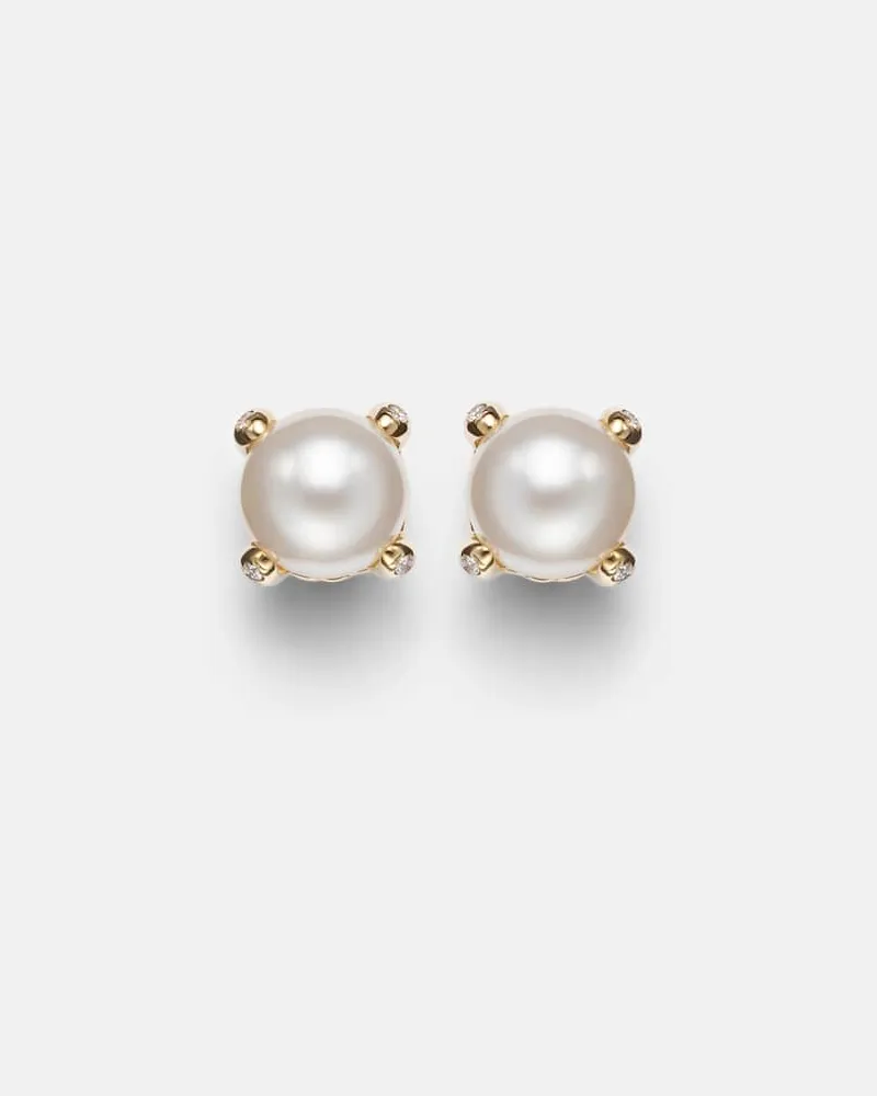 David Yurman Ohrringe Pearl Classics aus 18kt Gelbgold mit Diamanten und Süßwasserperlen Gold