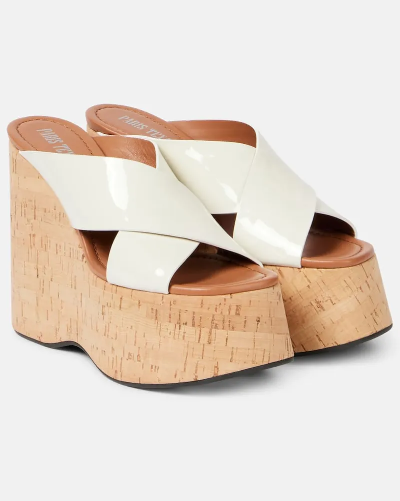 Paris Texas Wedge-Sandalen Mara 135 aus Lackleder Weiß