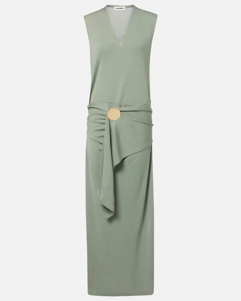 Jil Sander Maxikleid aus Schurwolle Grün