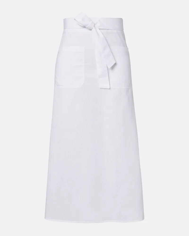 Totême Midirock aus Baumwolle und Leinen Weiß
