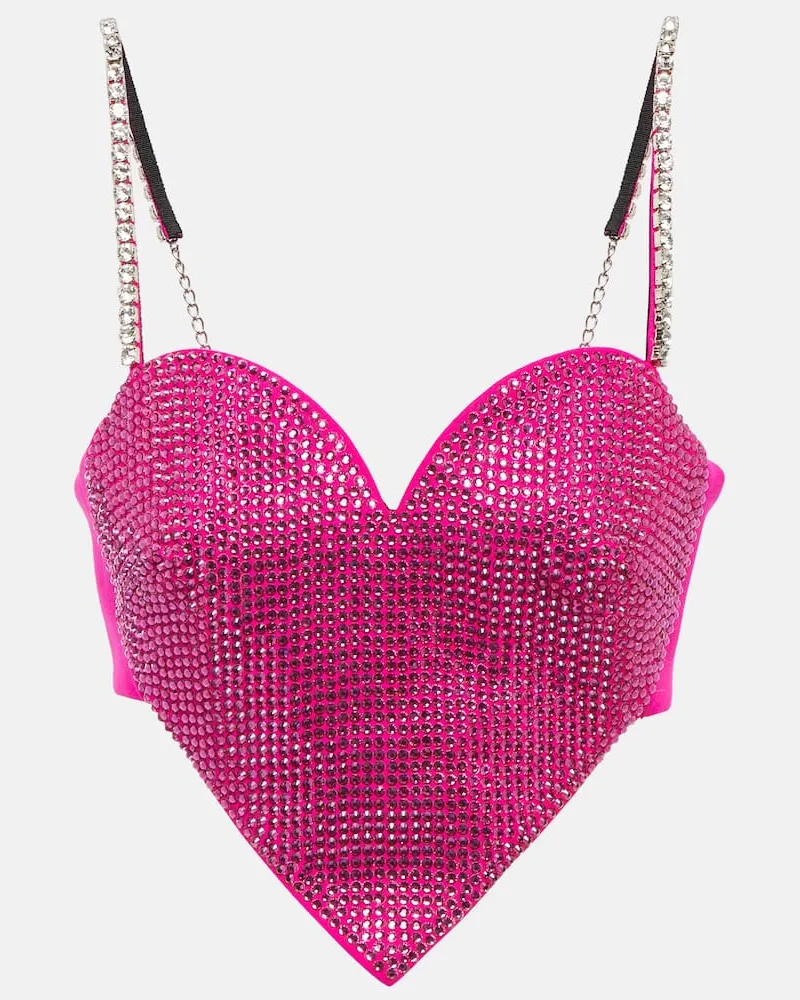 Area Verziertes Bustier-Top aus Wolle Rosa