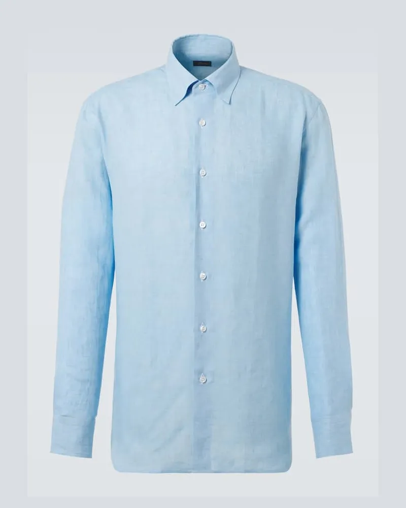 Brioni Hemd aus Leinen Blau