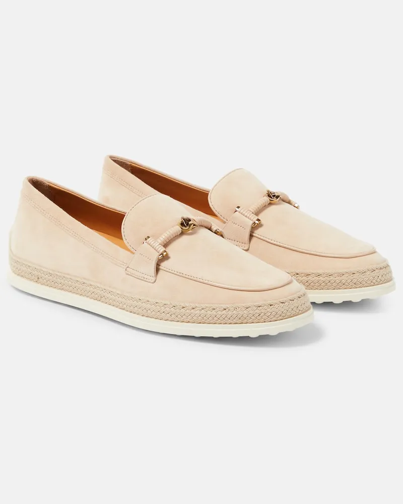 TOD'S Espadrilles T Ring aus Veloursleder Beige