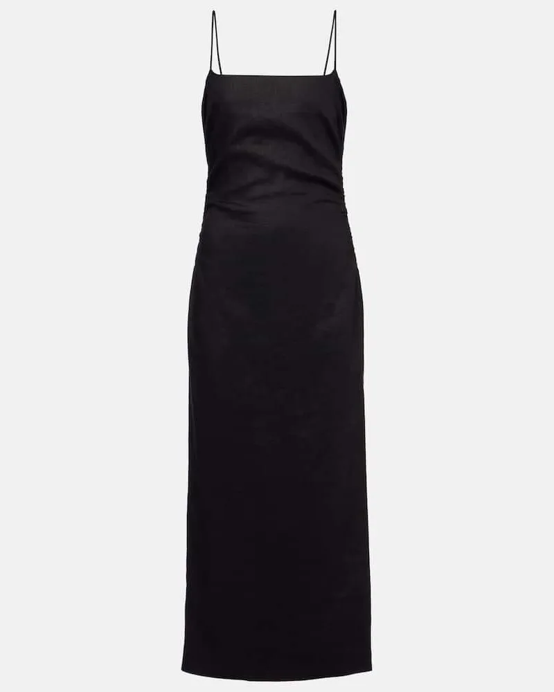 SIR Midikleid aus Leinen Schwarz