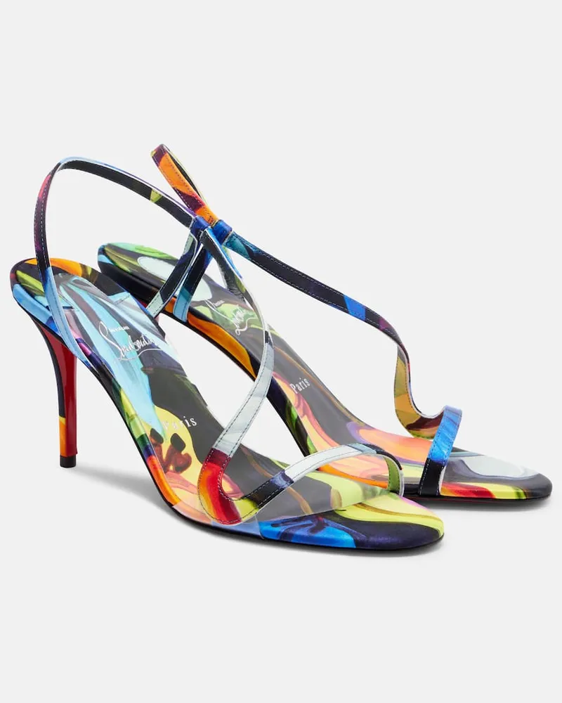 Christian Louboutin Bedruckte Sandalen Rosa Z 80 aus Satin Multicolor