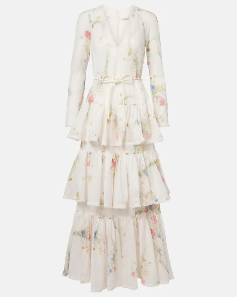Zimmermann Maxikleid Lucky aus Baumwolle Weiß