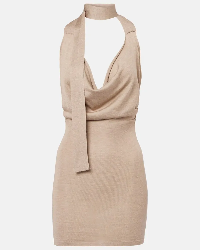 Aya Muse Minikleid Evo aus Seide und Kaschmir Beige