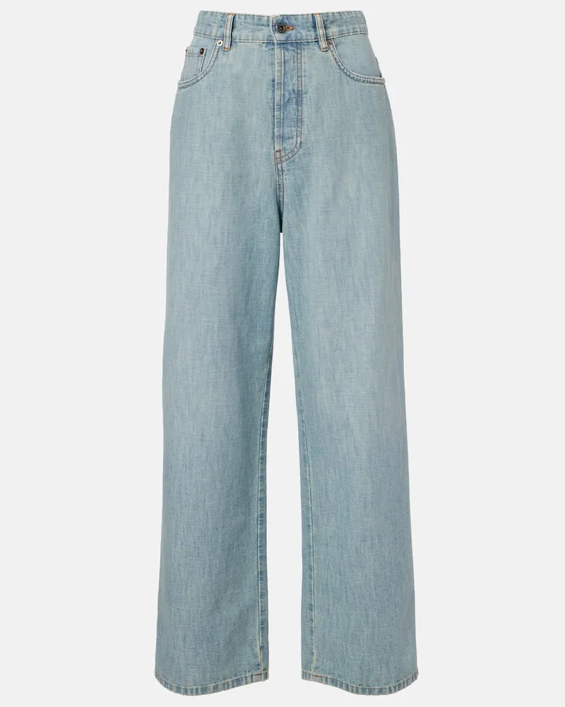 Miu Miu Wide-Leg Jeans aus Chambray Blau