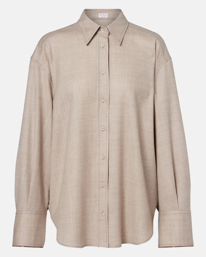 Brunello Cucinelli Hemd aus Schurwolle Beige