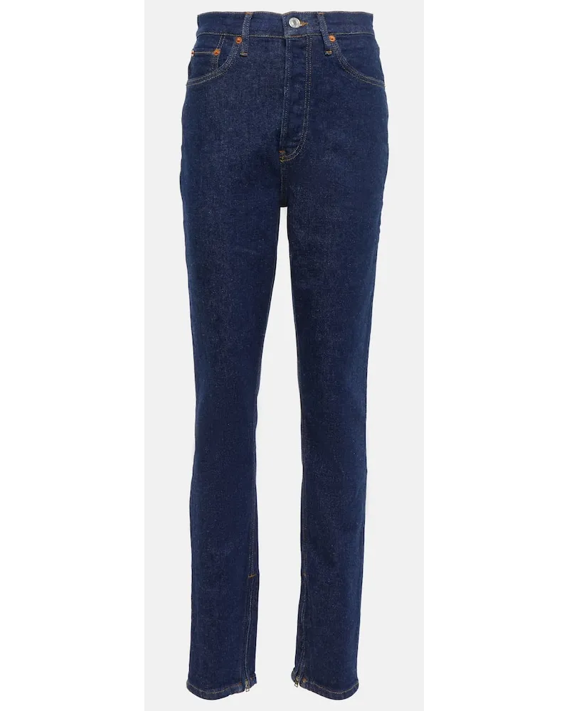 RE/DONE Slim Jeans Super High Drainpipe Blau