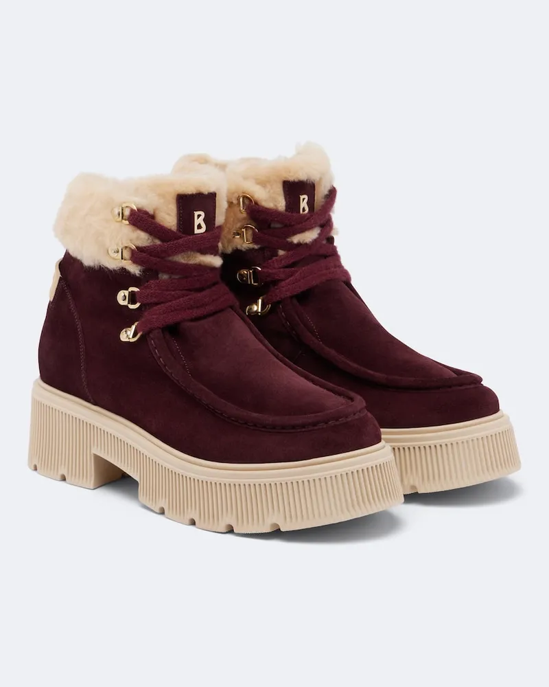 Bogner Schnürstiefel Turin aus Veloursleder Burgunderrot