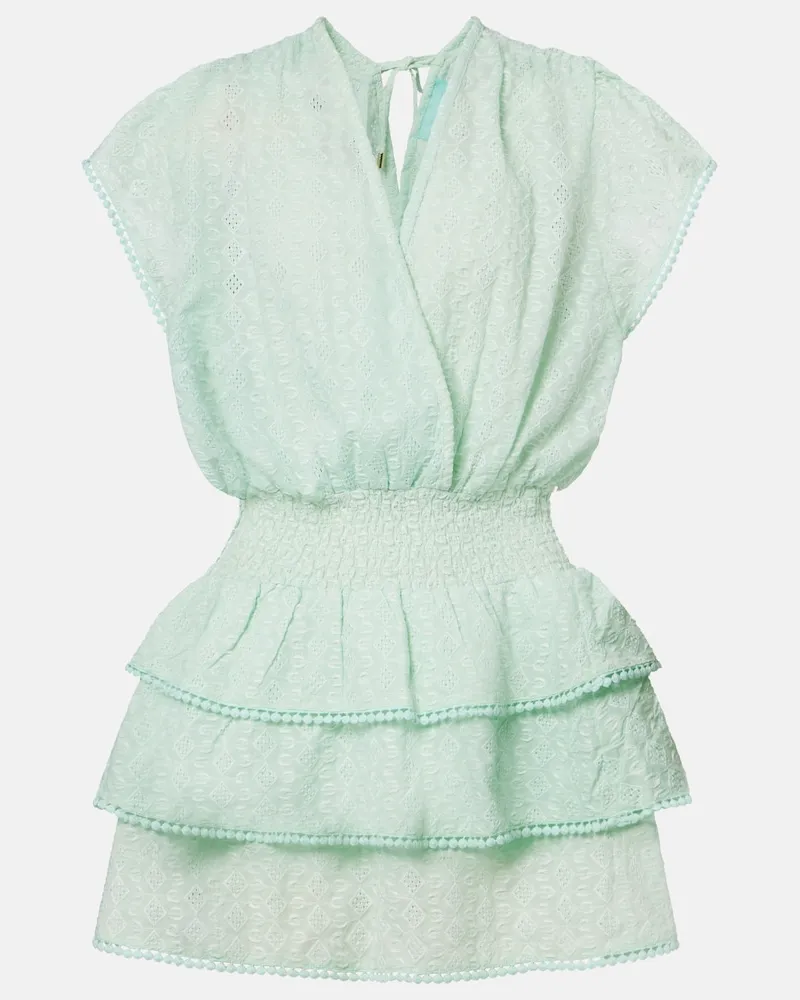 Melissa Odabash Besticktes Minikleid Jess aus Baumwolle Grün