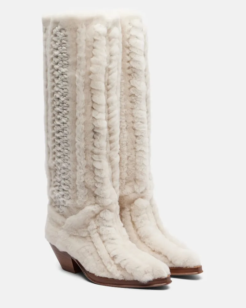 Gabriela Hearst Stiefel Joseph aus Shearling Weiß