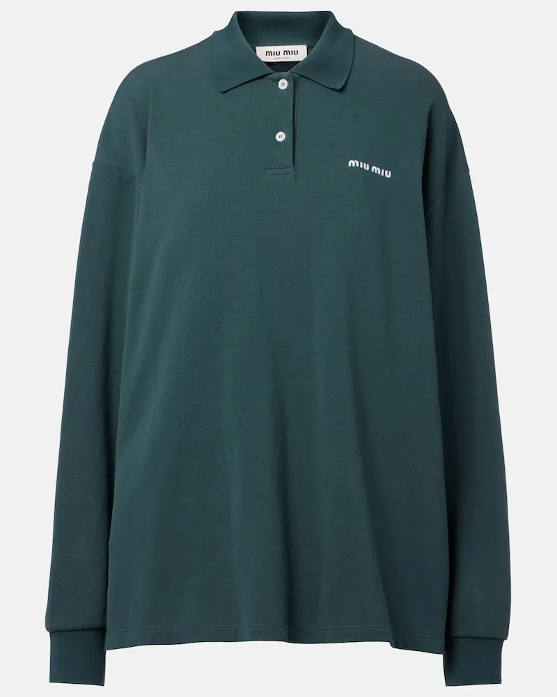 Miu Miu Polopullover aus Baumwoll-Piqué Grün