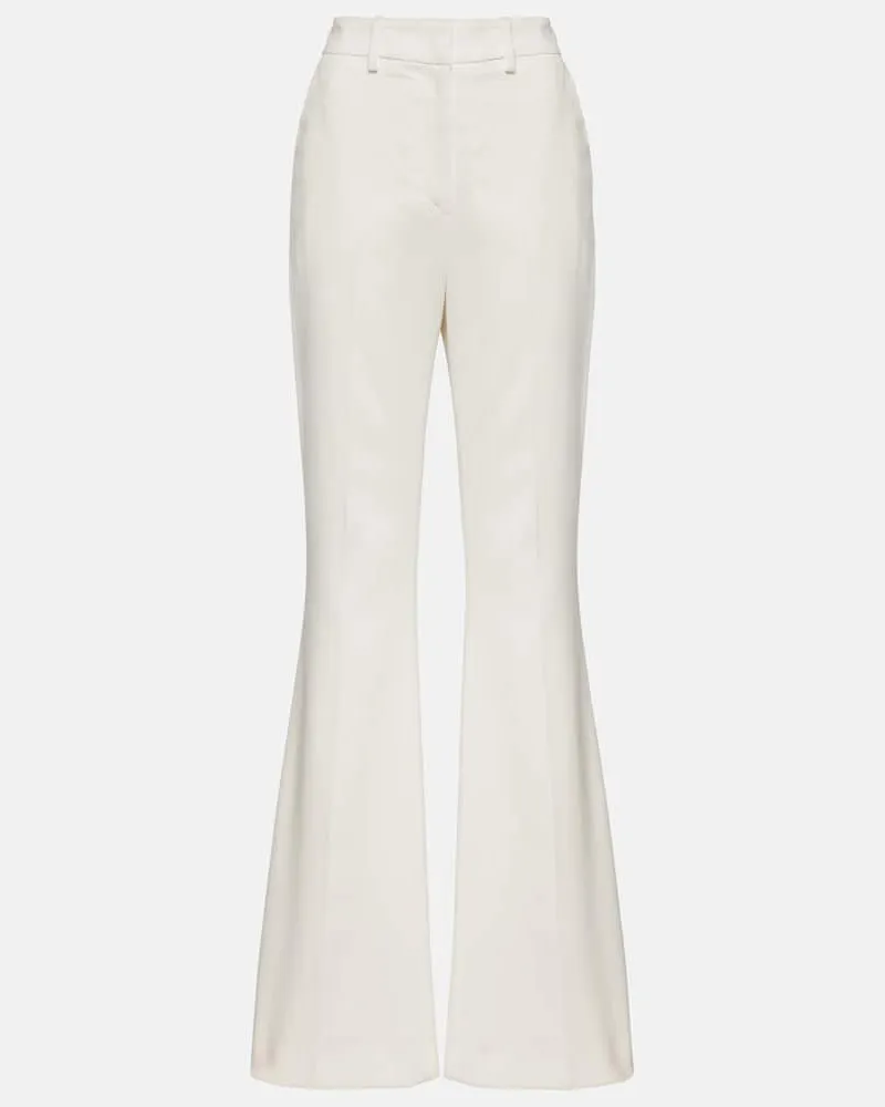 Balmain High-Rise-Schlaghose aus Crêpe Weiß