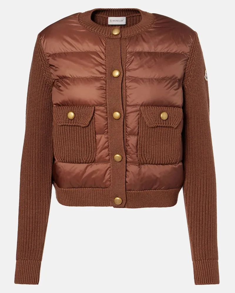 Moncler Daunenjacke mit Wolle Braun