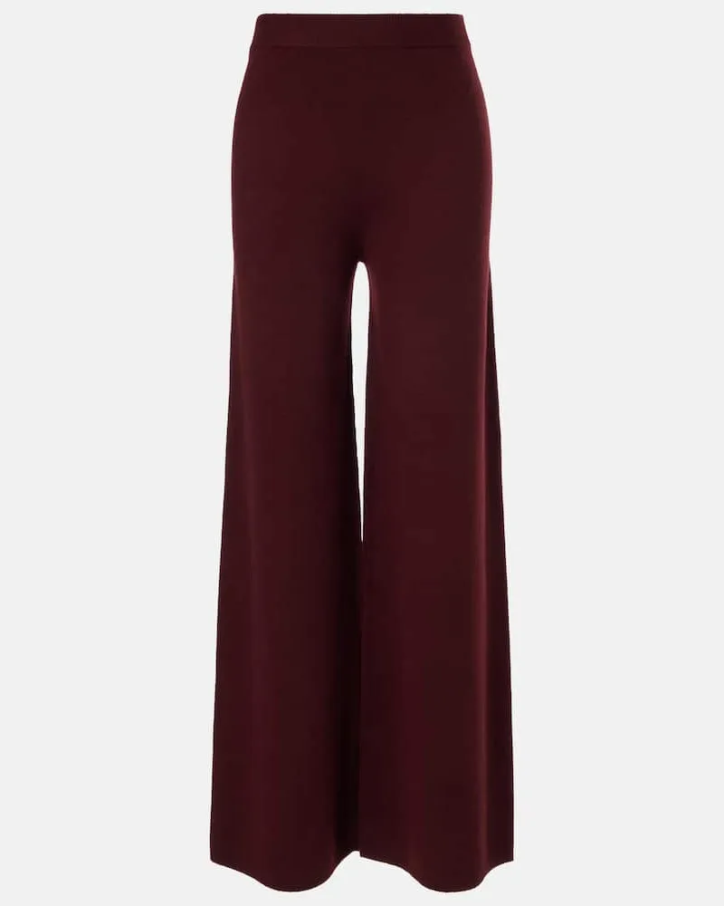 Max Mara Weite Hose Judy aus Wolle und Kaschmir Burgunderrot