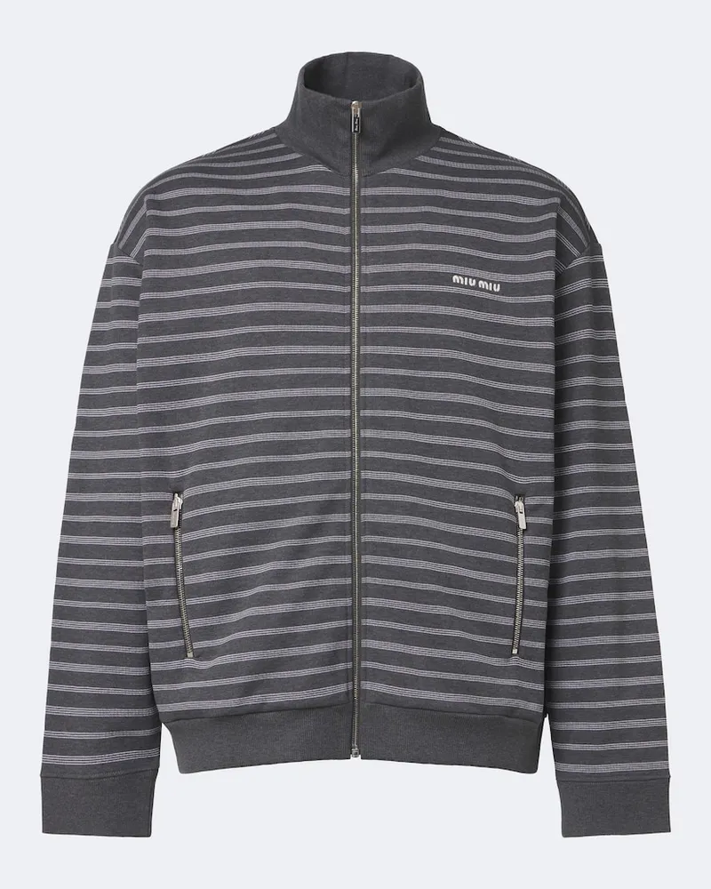 Miu Miu Oversize-Sweatshirt aus Baumwoll-Jersey Grau