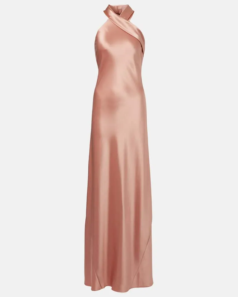 GALVAN Robe Pandora aus Satin Rosa