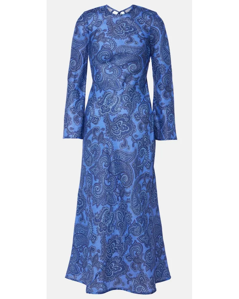 Zimmermann Maxikleid Ottie Bias aus Leinen Blau