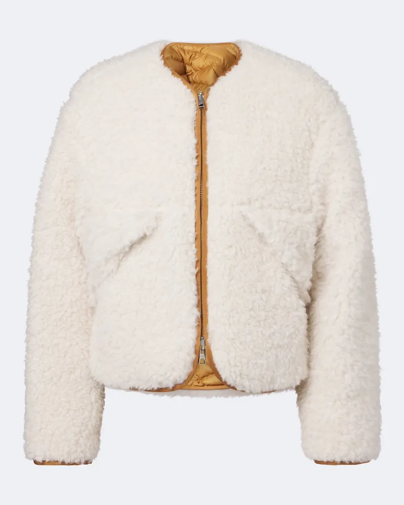 Moncler Wendbare Daunenjacke Mallero aus Teddyfleece Weiß