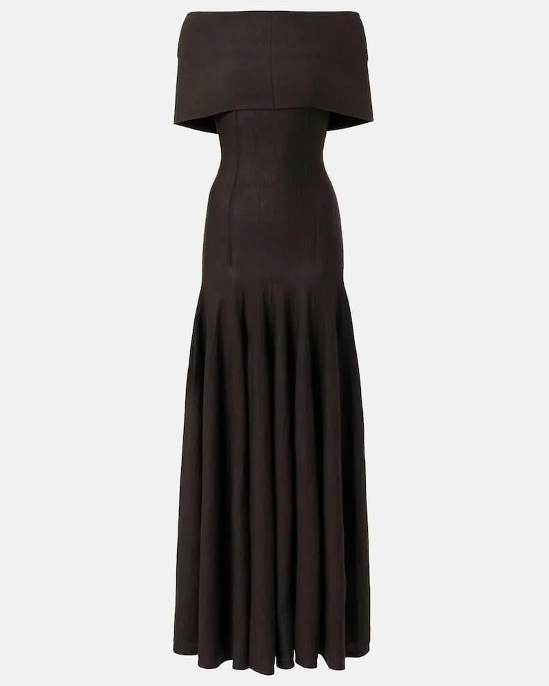 KHAITE Off-Shoulder-Maxikleid Ava Braun