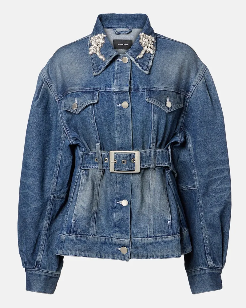 Simone Rocha Verzierte Jeansjacke Turbo Blau