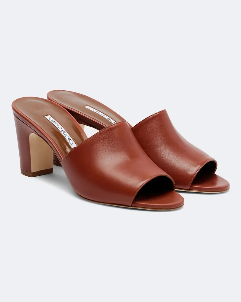 Manolo Blahnik Pantoletten Rapalla aus Leder Braun