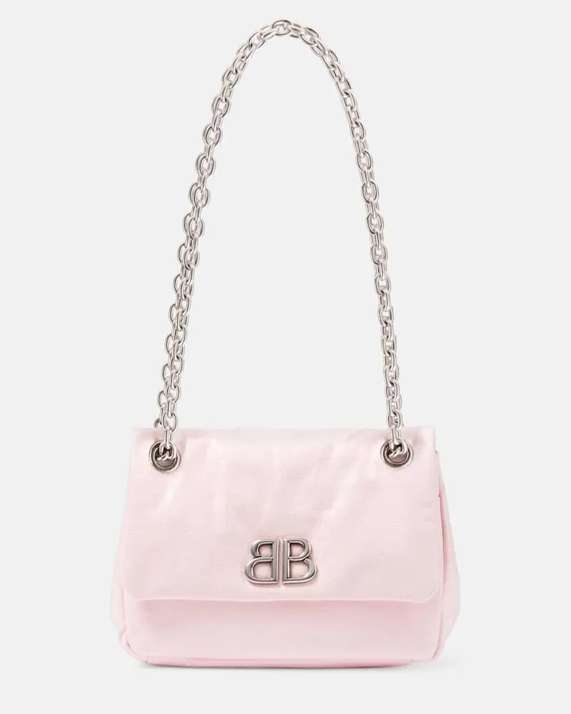 Balenciaga Schultertasche Monaco Mini aus Leder Pink