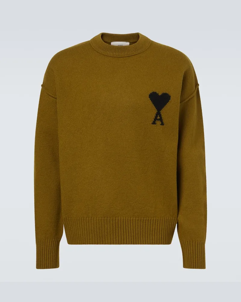 AMI Paris Pullover Ami de Cœur aus Schurwolle Braun