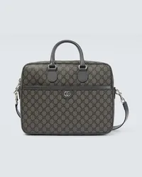 Gucci Aktentasche GG Supreme mit Leder Grau