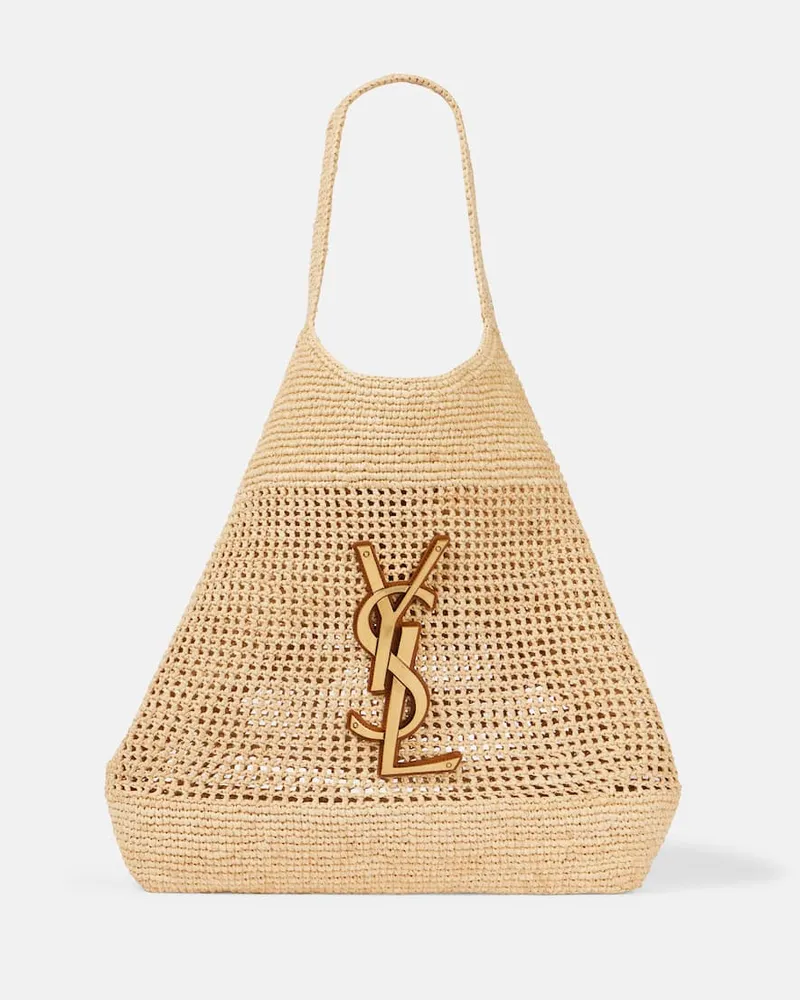 Saint Laurent Tote Bag Icare Maxi aus Raffiabast Beige