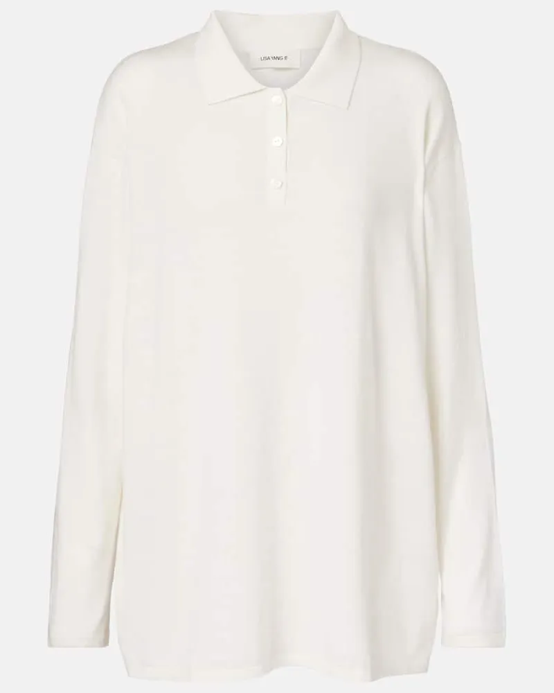 Lisa Yang Polopullover Caisa aus Baumwolle und Kaschmir Weiß