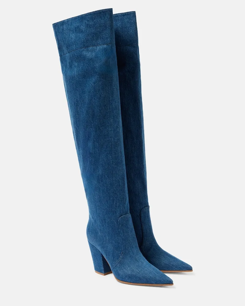 Gianvito Rossi Overknee-Stiefel Keinna 85 aus Denim Blau