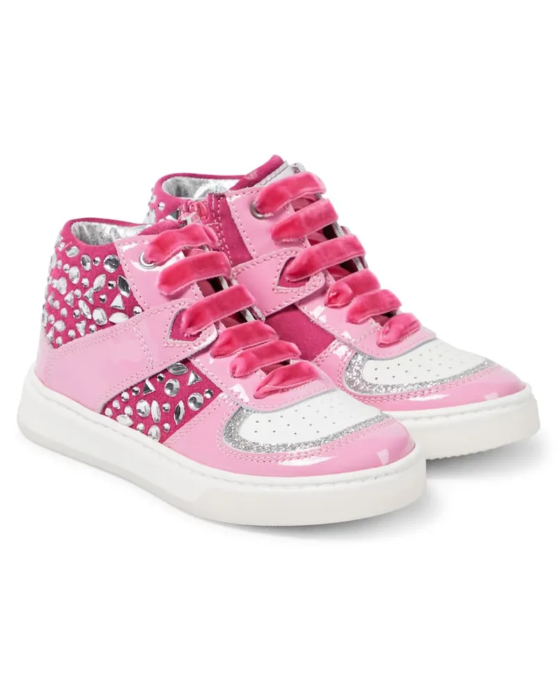 Monnalisa Verzierte Sneakers aus Leder Pink