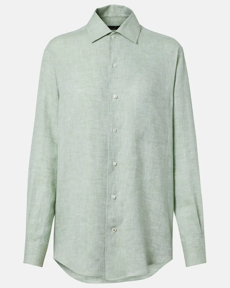 Loro Piana Hemd AndrÃ© aus Leinen Grã¼n