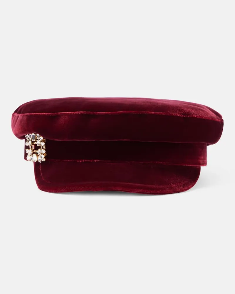 Roger Vivier Schiebermütze Baker Boy aus Samt Rot