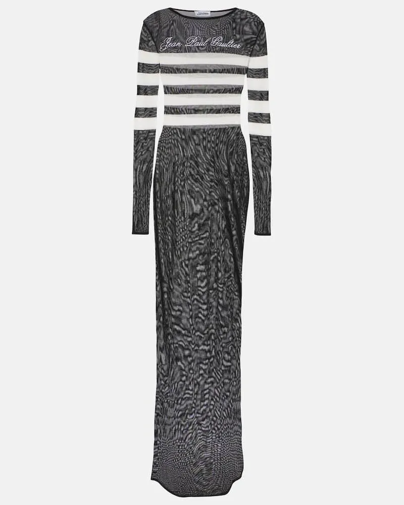 Jean Paul Gaultier Maxikleid Marinière aus Mesh Schwarz