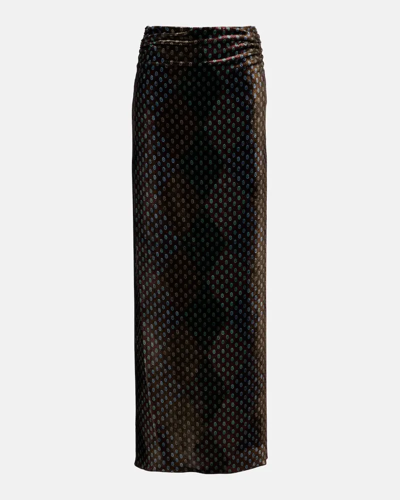 Dries van Noten Bedruckter Maxirock aus Satin Multicolor