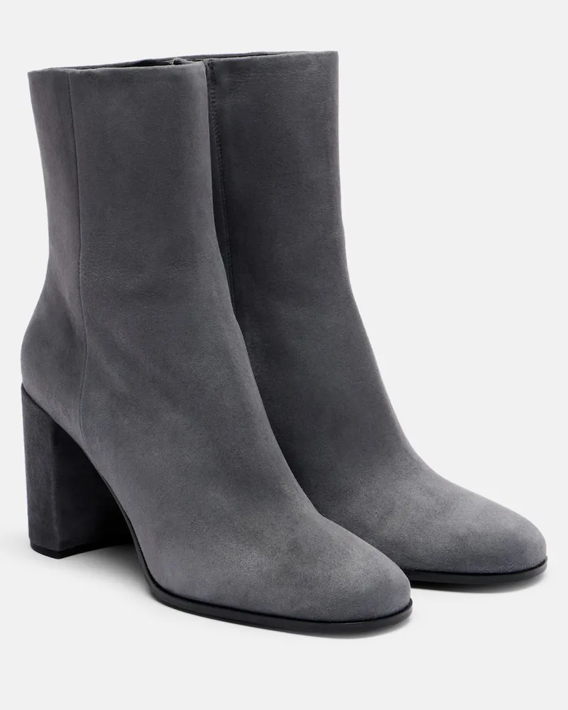 Prada Ankle Boots 85 aus Veloursleder Grau