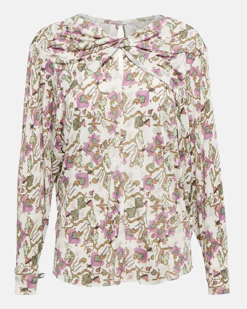 Isabel Marant Bedrucktes Top Jociae aus Jersey Weiß