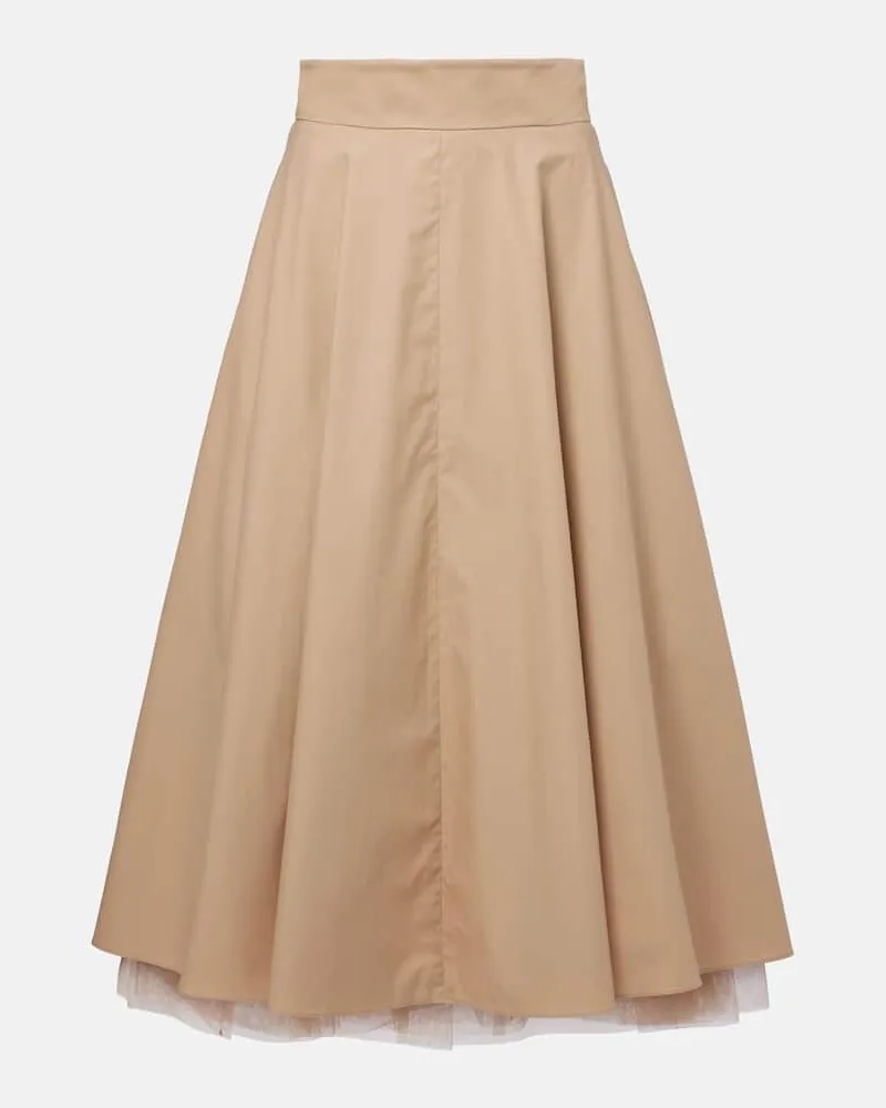 Dorothee Schumacher Midirock Light Touch aus Baumwolle und Tüll Beige