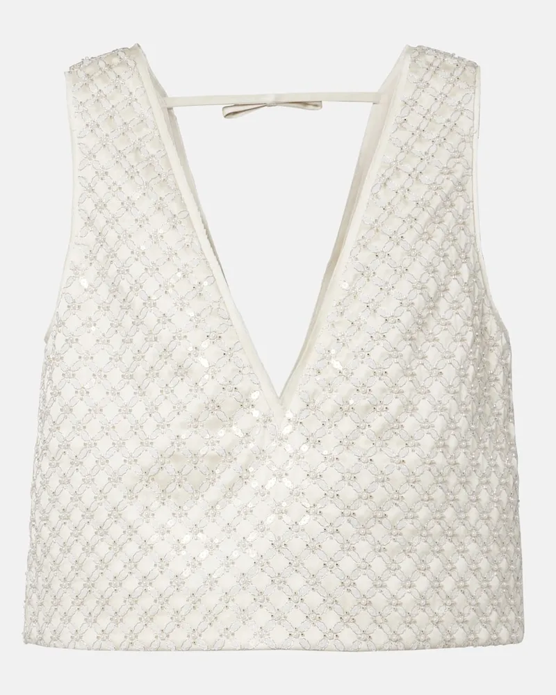 Dorothee Schumacher Top Sparkling Statement mit Pailletten Weiß