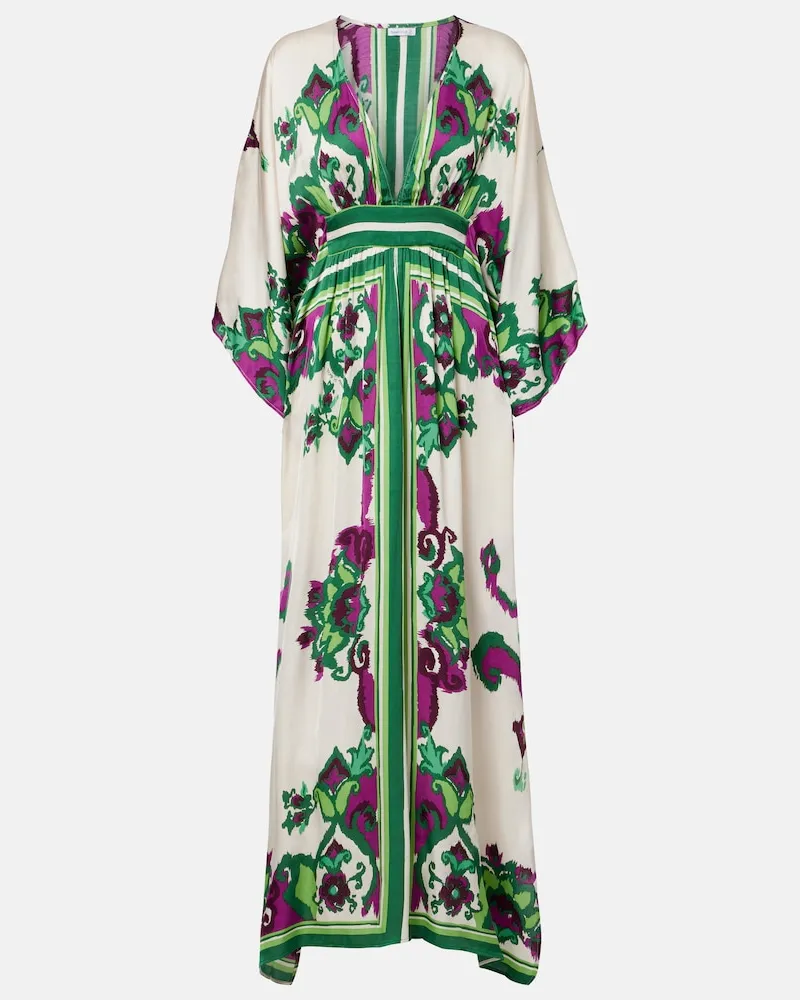 Poupette St Barth Kaftan Sol aus Satin Grün